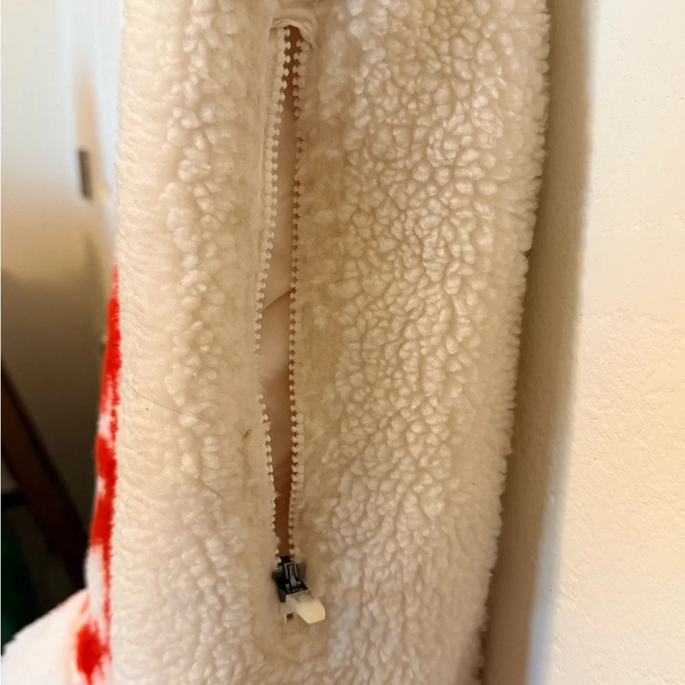Free People Cozy Red & White Fleece Overalls Snow Pants - Picture 6 of 15